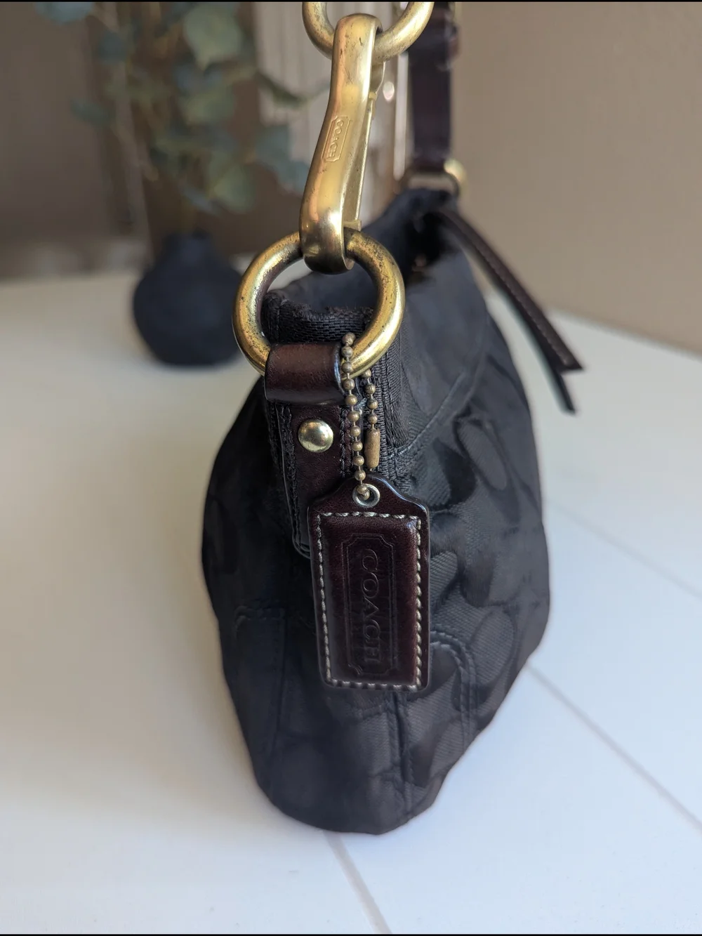 Coach Signature brown Pleated Soho Shoulder Bag